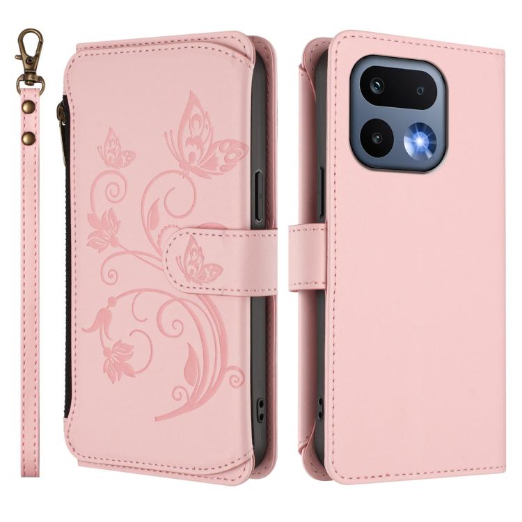 For Realme 16 Pro 5G Global Butterfly Love Flower Multi-card Zipper Wallet Leather Phone Case