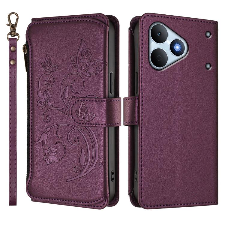 For Realme Note 80 4G Global Butterfly Love Flower Multi-card Zipper Wallet Leather Phone Case