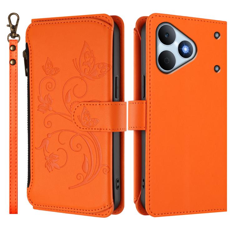 For Realme Note 80 4G Global Butterfly Love Flower Multi-card Zipper Wallet Leather Phone Case