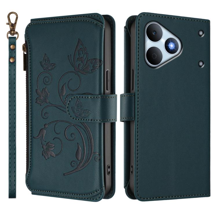 For Realme Note 80 4G Global Butterfly Love Flower Multi-card Zipper Wallet Leather Phone Case