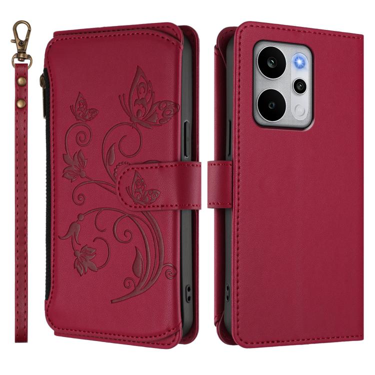 For Realme P4 Power 4G Butterfly Love Flower Multi-card Zipper Wallet Leather Phone Case