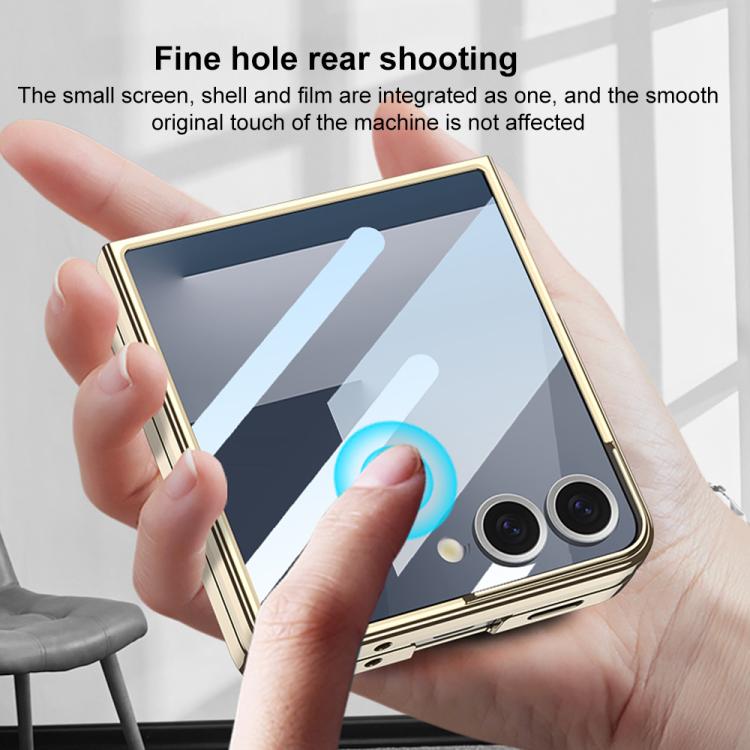 For Samsung Galaxy Z Flip7 5G GKK Integrated Electroplating Full Coverage Phone Case with Magnetic Rotating Bracket
