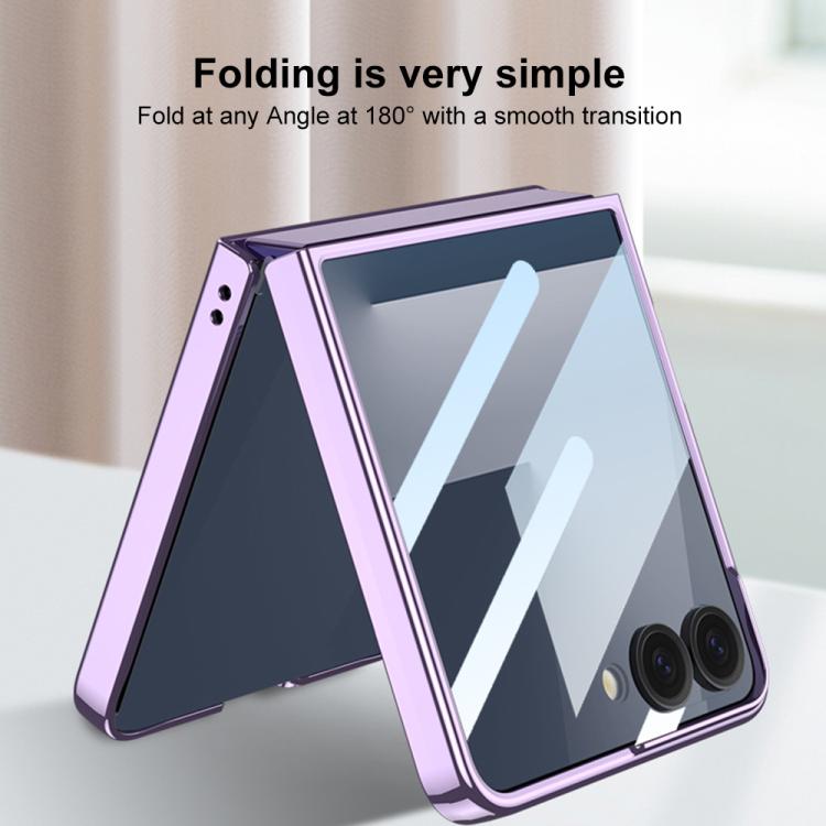 For Samsung Galaxy Z Flip7 5G GKK Integrated Electroplating Full Coverage Phone Case with Magnetic Rotating Bracket