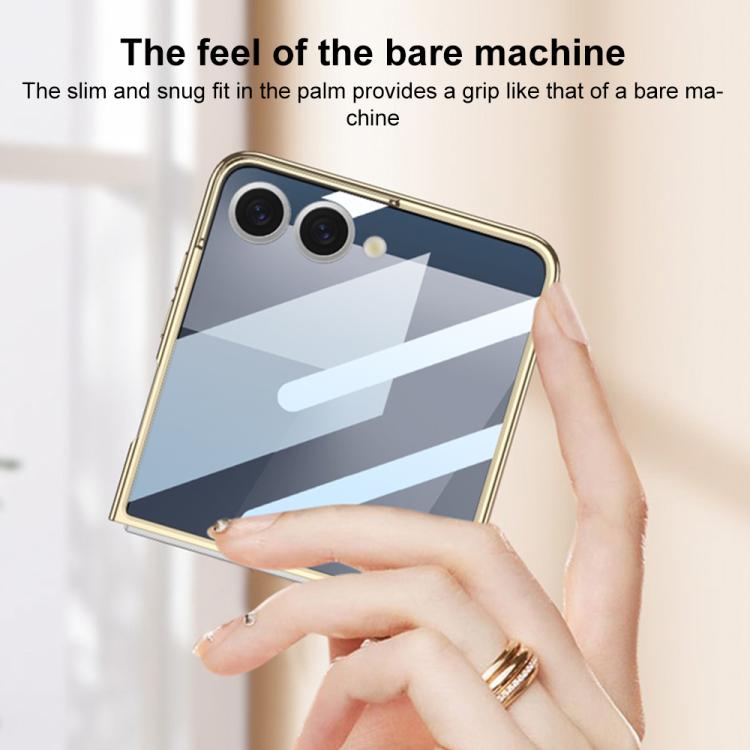 For Samsung Galaxy Z Flip7 5G GKK Integrated Electroplating Full Coverage Phone Case with Magnetic Rotating Bracket