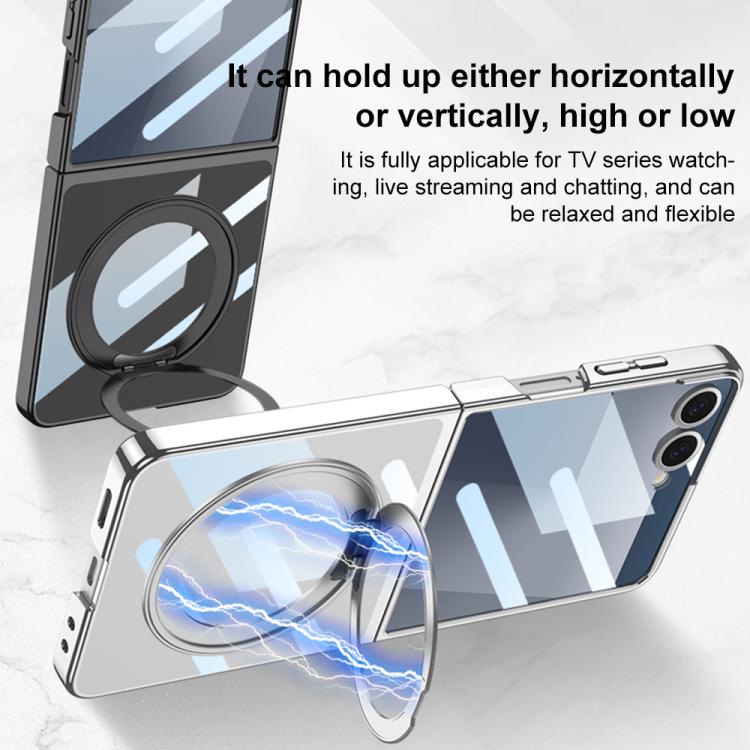 For Samsung Galaxy Z Flip7 5G GKK Integrated Electroplating Full Coverage Phone Case with Magnetic Rotating Bracket