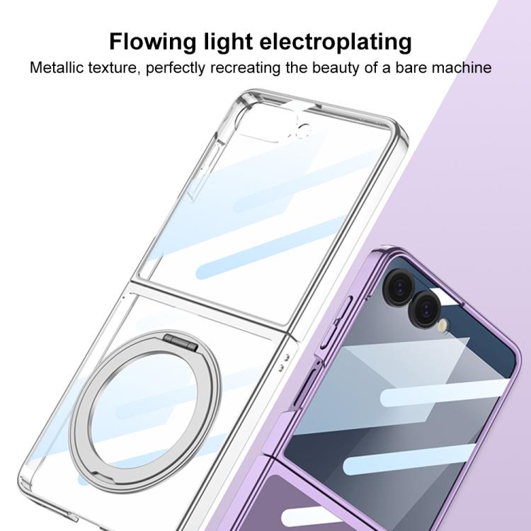 For Samsung Galaxy Z Flip7 5G GKK Integrated Electroplating Full Coverage Phone Case with Magnetic Rotating Bracket