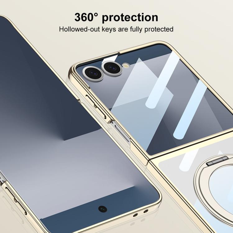 For Samsung Galaxy Z Flip7 5G GKK Integrated Electroplating Full Coverage Phone Case with Magnetic Rotating Bracket