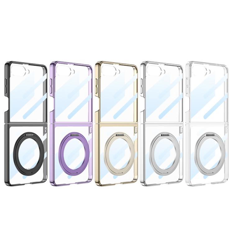 For Samsung Galaxy Z Flip7 5G GKK Integrated Electroplating Full Coverage Phone Case with Magnetic Rotating Bracket