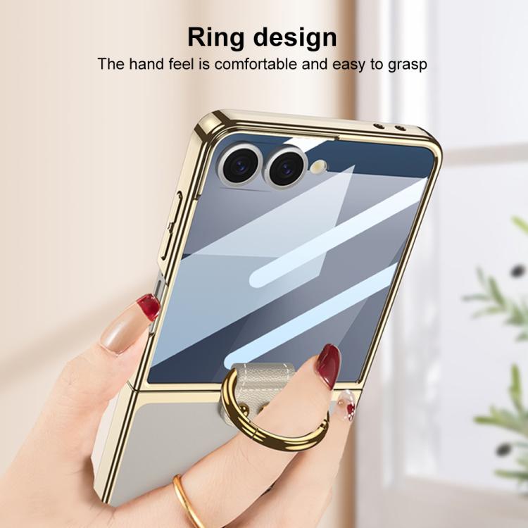 For Samsung Galaxy Z Flip7 5G GKK Integrated Electroplating Phantom Full Coverage Phone Case with Ring