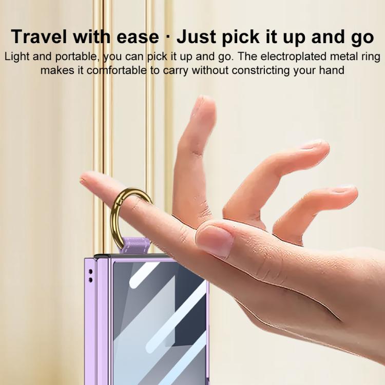 For Samsung Galaxy Z Flip7 5G GKK Integrated Electroplating Phantom Full Coverage Phone Case with Ring
