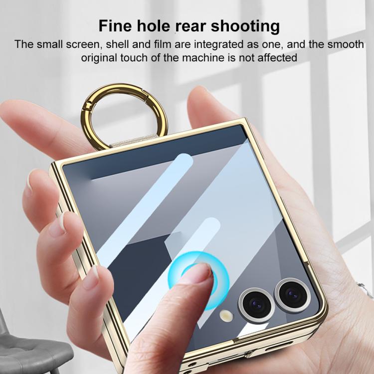 For Samsung Galaxy Z Flip7 5G GKK Integrated Electroplating Phantom Full Coverage Phone Case with Ring