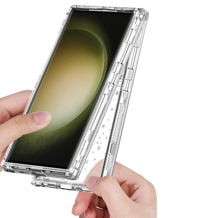 For Samsung Galaxy S24 Ultra 5G Transparent Acrylic Laser Paper Phone Case