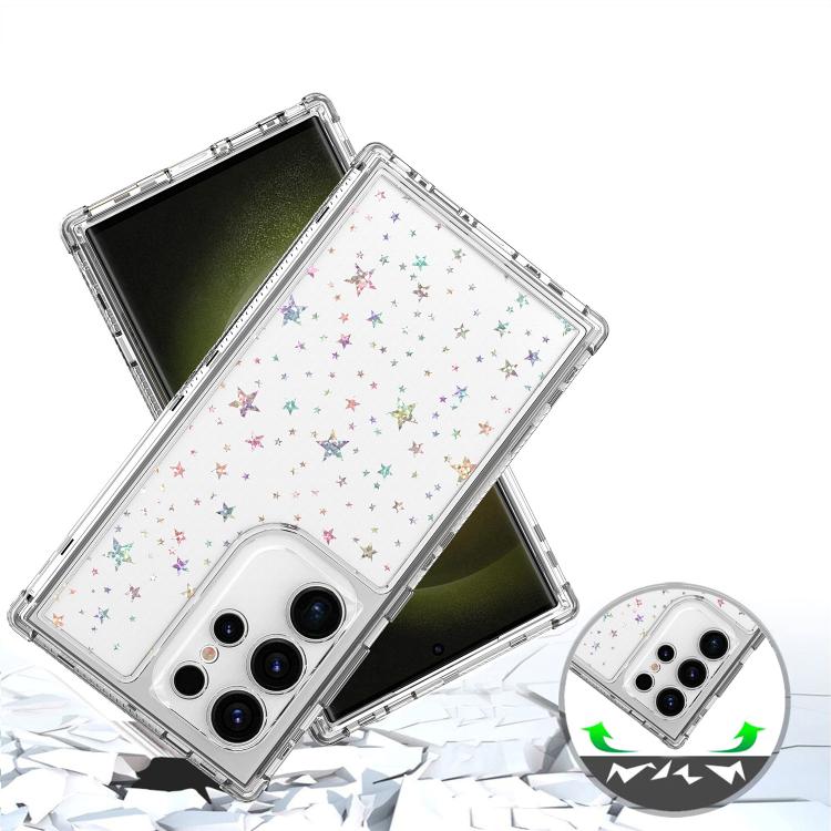 For Samsung Galaxy S24 Ultra 5G Transparent Acrylic Laser Paper Phone Case