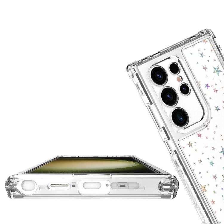 For Samsung Galaxy S24 Ultra 5G Transparent Acrylic Laser Paper Phone Case