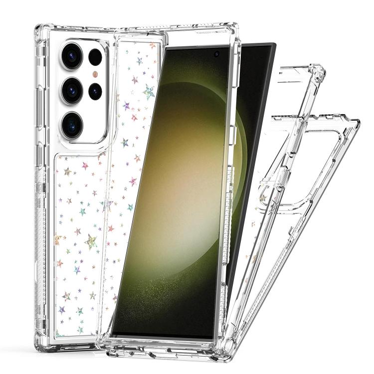 For Samsung Galaxy S23 Ultra 5G Transparent Acrylic Laser Paper Phone Case