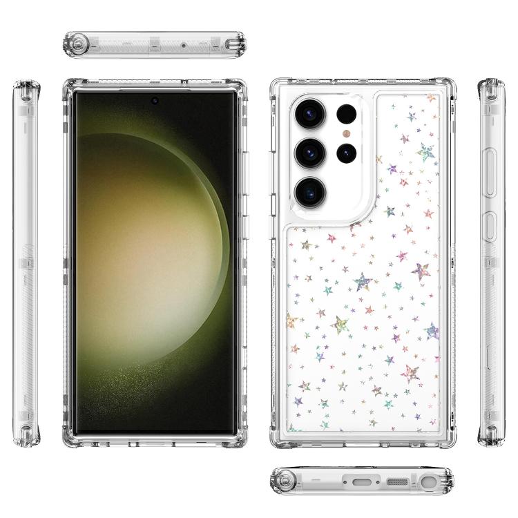 For Samsung Galaxy S23 Ultra 5G Transparent Acrylic Laser Paper Phone Case
