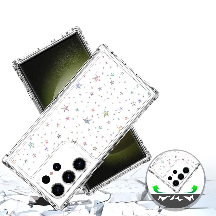 For Samsung Galaxy S23 Ultra 5G Transparent Acrylic Laser Paper Phone Case