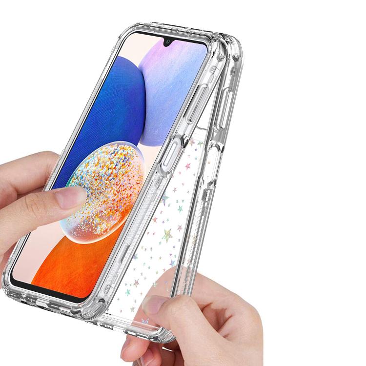 For Samsung Galaxy A14 5G / 4G Transparent Acrylic Laser Paper Phone Case