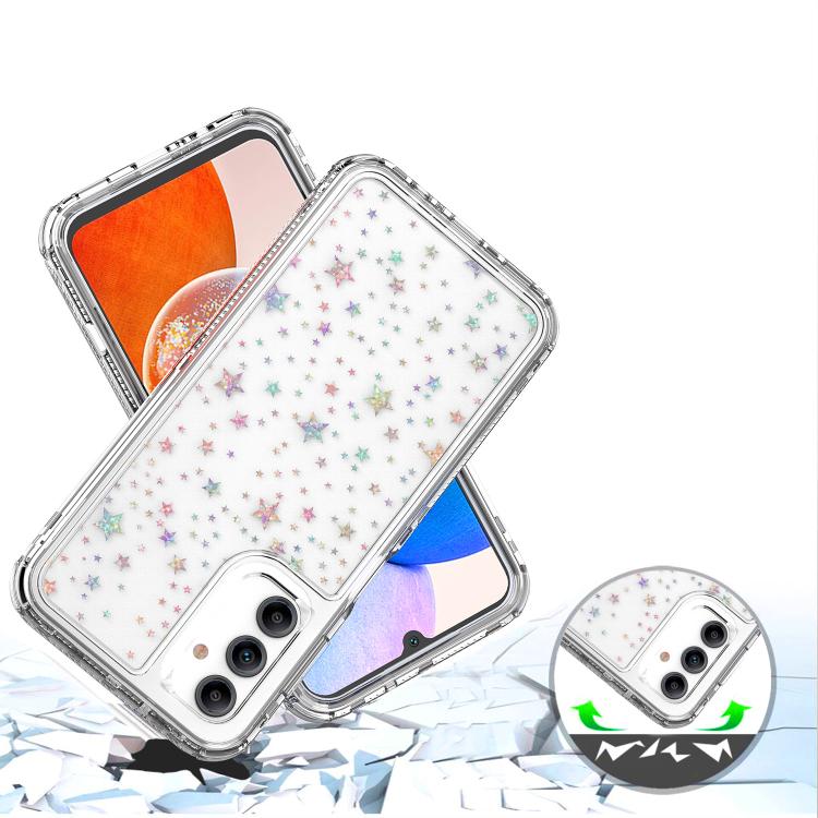For Samsung Galaxy A14 5G / 4G Transparent Acrylic Laser Paper Phone Case