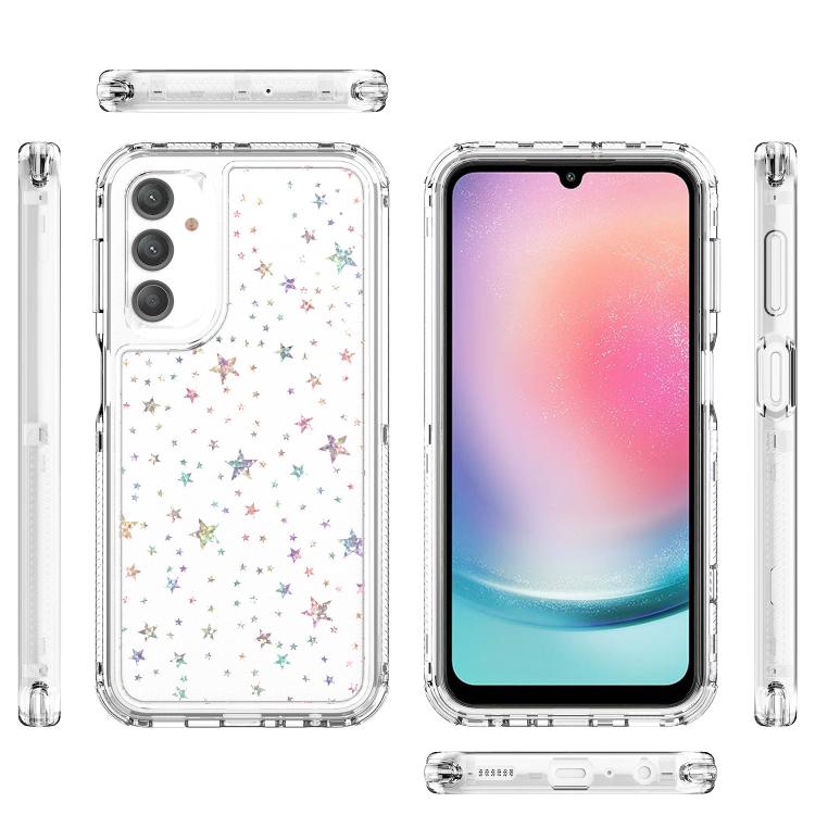 For Samsung Galaxy A24 4G Transparent Acrylic Laser Paper Phone Case