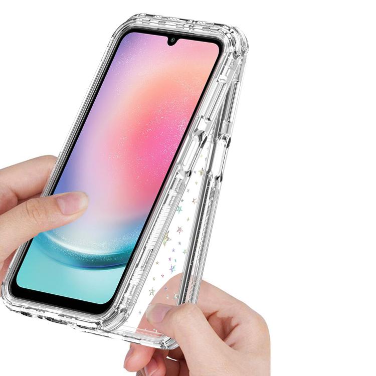 For Samsung Galaxy A24 4G Transparent Acrylic Laser Paper Phone Case