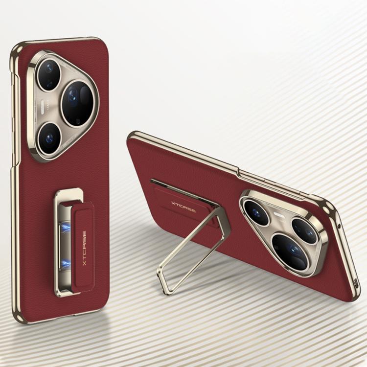For Huawei Pura 80 Ultra 5G GKK Electroplated Plain Leather Magnetic Wristband Phone Case with Rotating Bracket