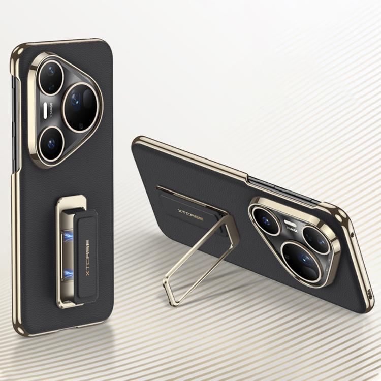 For Huawei Pura 80 Ultra 5G GKK Electroplated Plain Leather Magnetic Wristband Phone Case with Rotating Bracket
