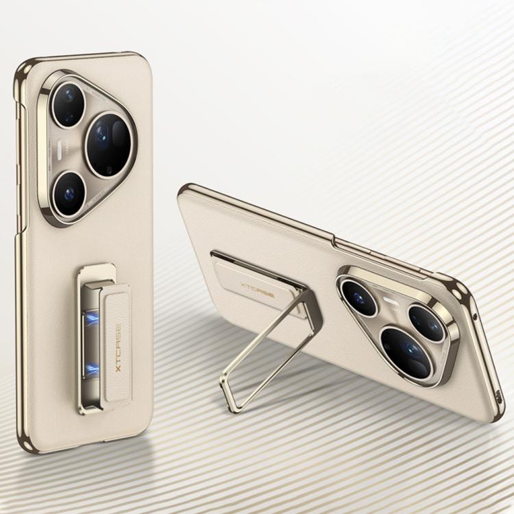 For Huawei Pura 80 Ultra 5G GKK Electroplated Plain Leather Magnetic Wristband Phone Case with Rotating Bracket