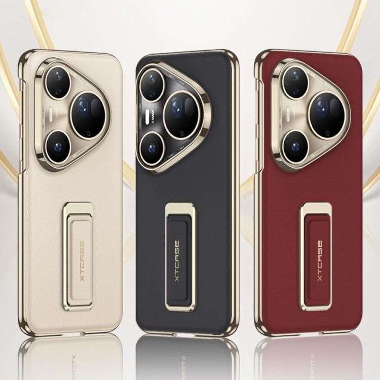 For Huawei Pura 80 Ultra 5G GKK Electroplated Plain Leather Magnetic Wristband Phone Case with Rotating Bracket