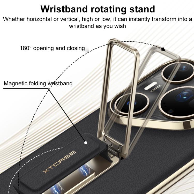 For Huawei Pura 80 Ultra 5G GKK Electroplated Plain Leather Magnetic Wristband Phone Case with Rotating Bracket
