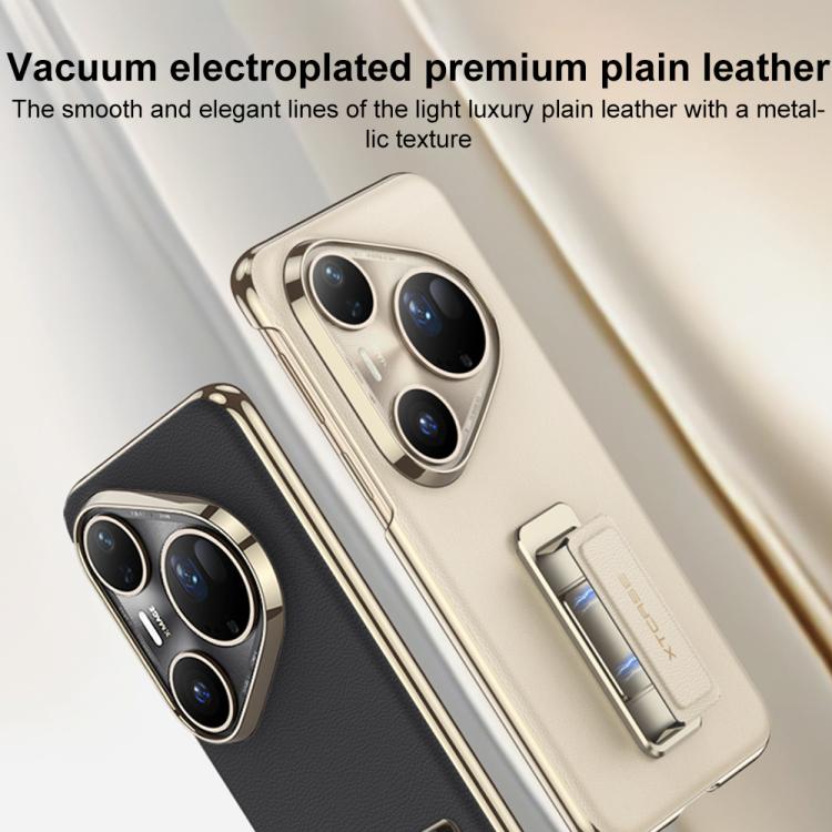 For Huawei Pura 80 Ultra 5G GKK Electroplated Plain Leather Magnetic Wristband Phone Case with Rotating Bracket