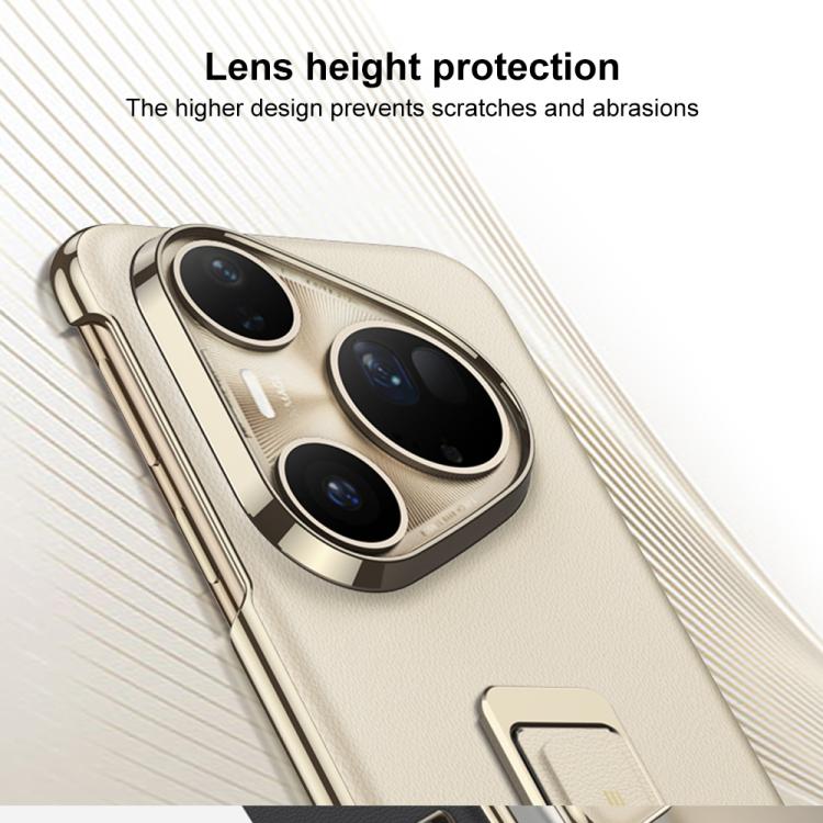 For Huawei Pura 80 Ultra 5G GKK Electroplated Plain Leather Magnetic Wristband Phone Case with Rotating Bracket