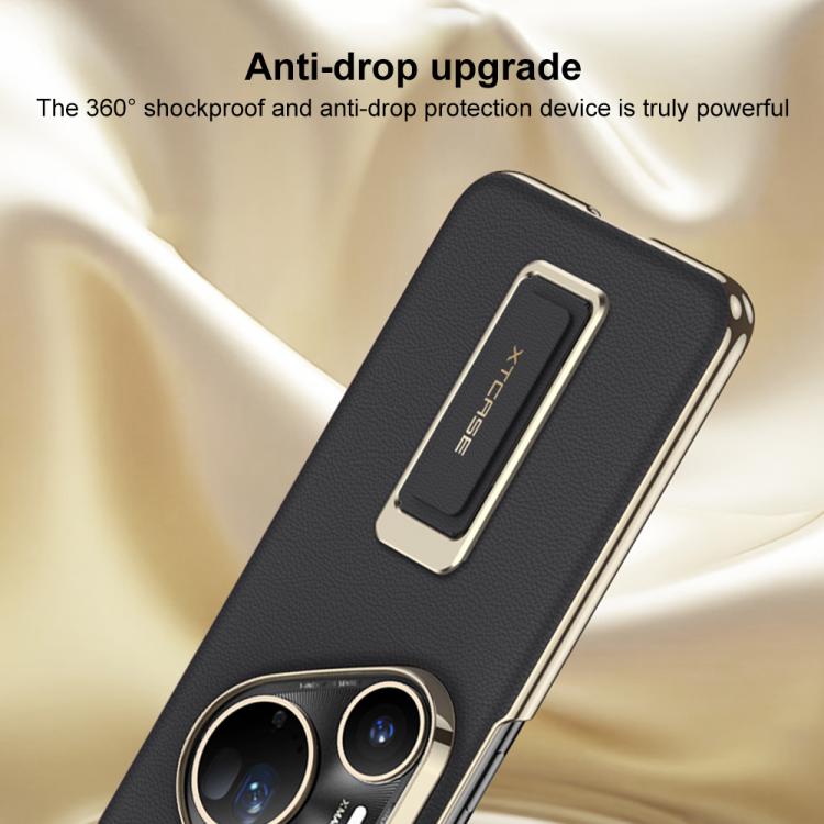 For Huawei Pura 80 Ultra 5G GKK Electroplated Plain Leather Magnetic Wristband Phone Case with Rotating Bracket