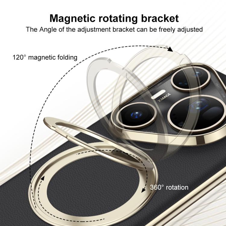 For Huawei Pura 80 Ultra 5G GKK Electroplated Plain Leather Phone Case with Magnetic Rotating Bracket