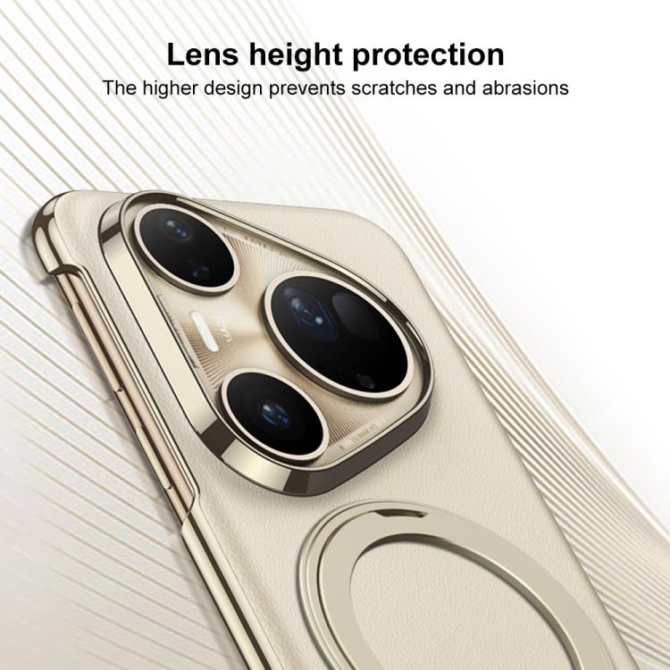 For Huawei Pura 80 Ultra 5G GKK Electroplated Plain Leather Phone Case with Magnetic Rotating Bracket