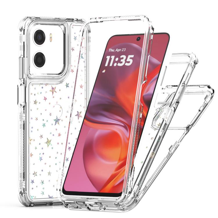 For Motorola Moto G05 / G15 / E15 Transparent Acrylic Laser Paper Phone Case