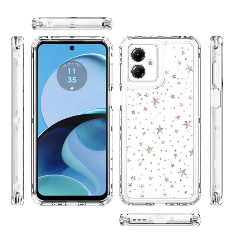 For Motorola Moto G14 Transparent Acrylic Laser Paper Phone Case