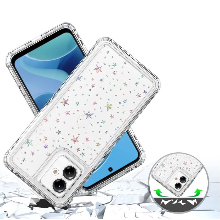 For Motorola Moto G14 Transparent Acrylic Laser Paper Phone Case