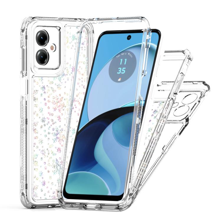 For Motorola Moto G14 Transparent Acrylic Laser Paper Phone Case