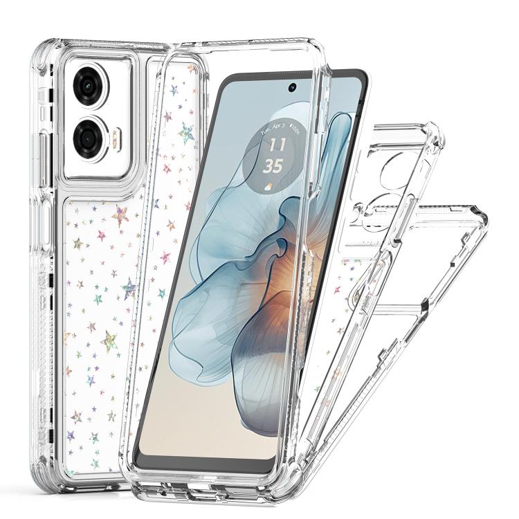 For Motorola Moto G24 Power 4G Transparent Acrylic Laser Paper Phone Case