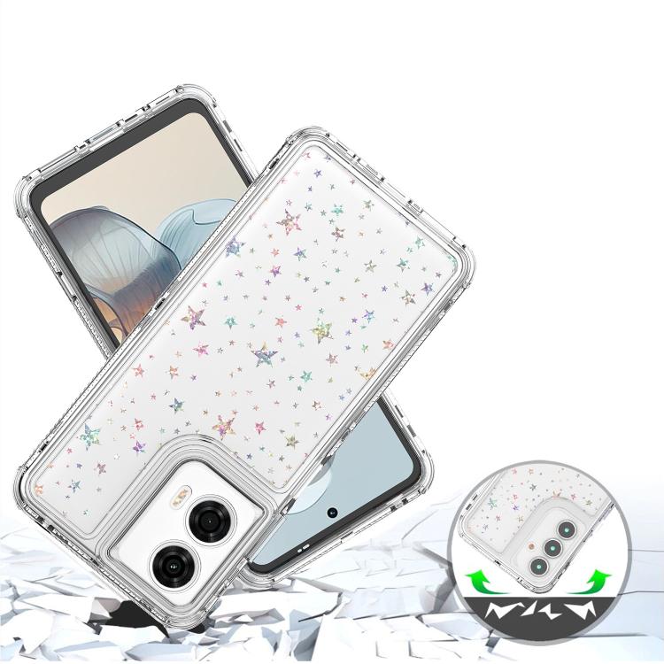 For Motorola Moto G24 Power 4G Transparent Acrylic Laser Paper Phone Case