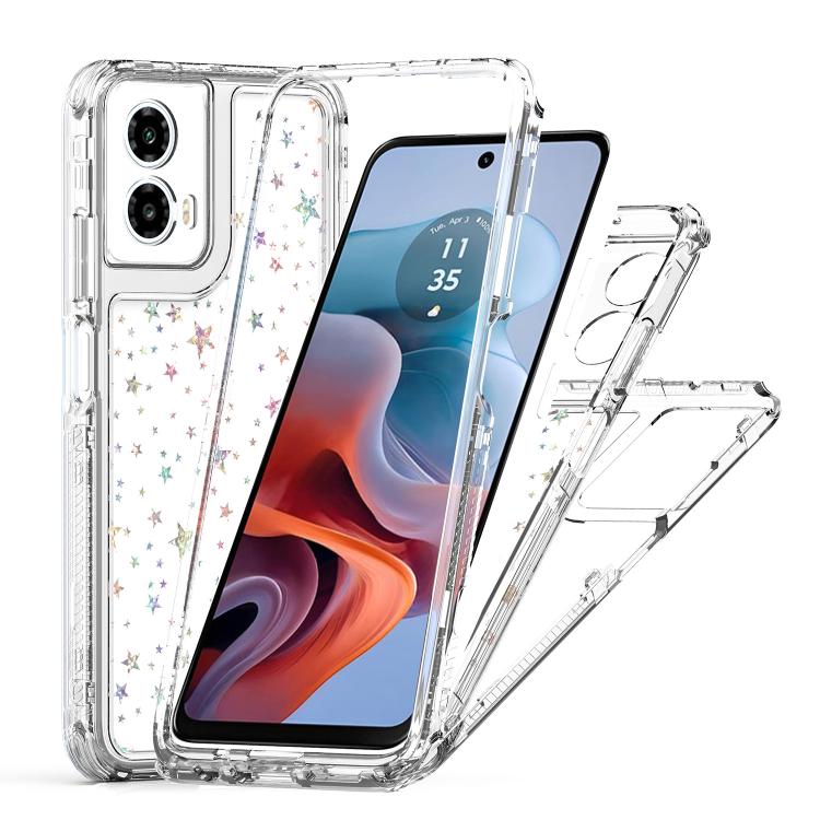 For Motorola Moto G34 5G Transparent Acrylic Laser Paper Phone Case