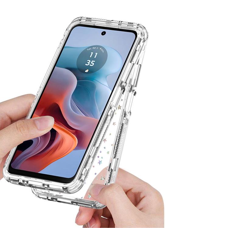 For Motorola Moto G34 5G Transparent Acrylic Laser Paper Phone Case