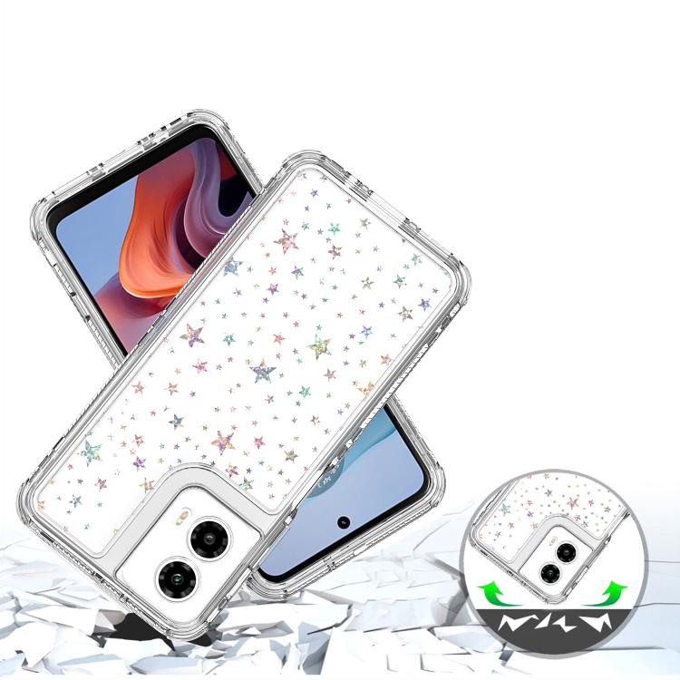For Motorola Moto G34 5G Transparent Acrylic Laser Paper Phone Case