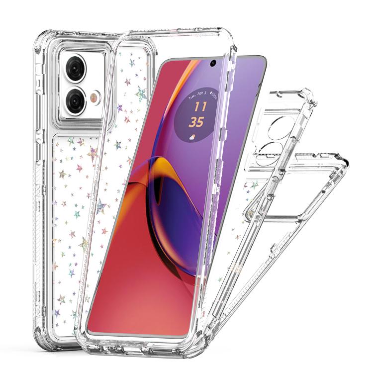 For Motorola Moto G84 5G Transparent Acrylic Laser Paper Phone Case