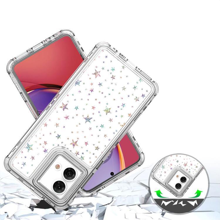 For Motorola Moto G84 5G Transparent Acrylic Laser Paper Phone Case
