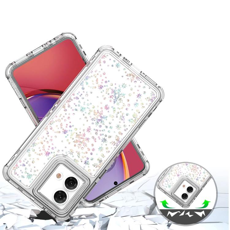 For Motorola Moto G84 5G Transparent Acrylic Laser Paper Phone Case