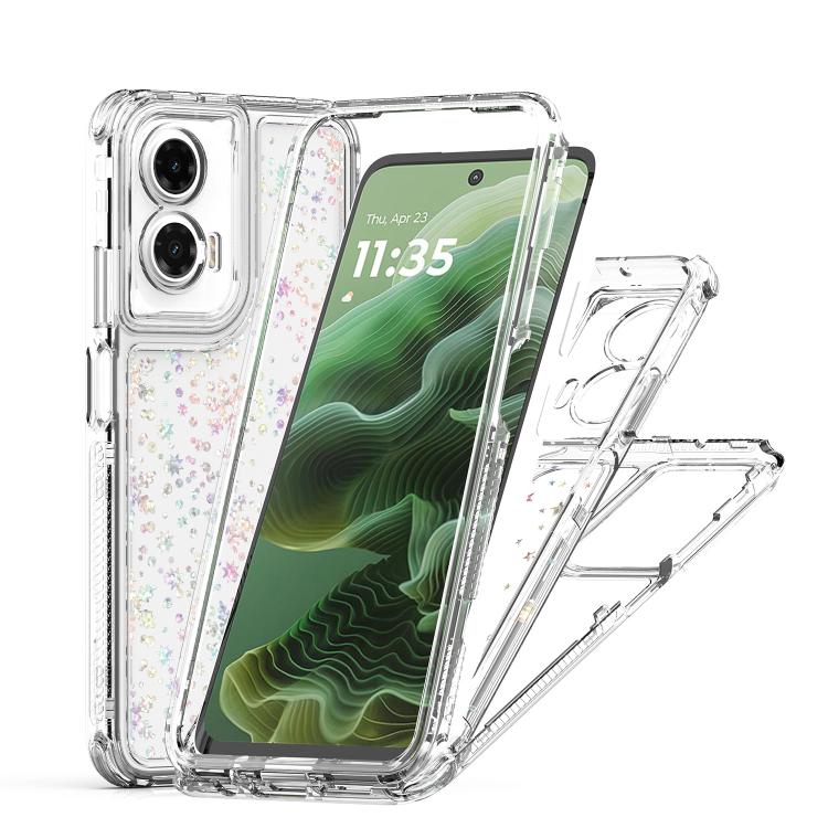 For Motorola Moto G35 5G Transparent Acrylic Laser Paper Phone Case