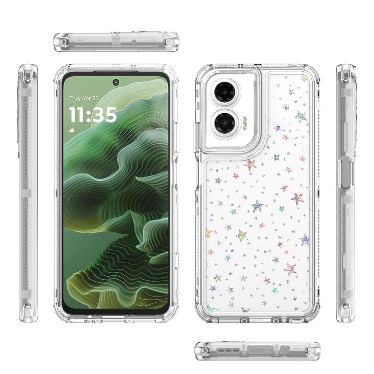 For Motorola Moto G35 5G Transparent Acrylic Laser Paper Phone Case