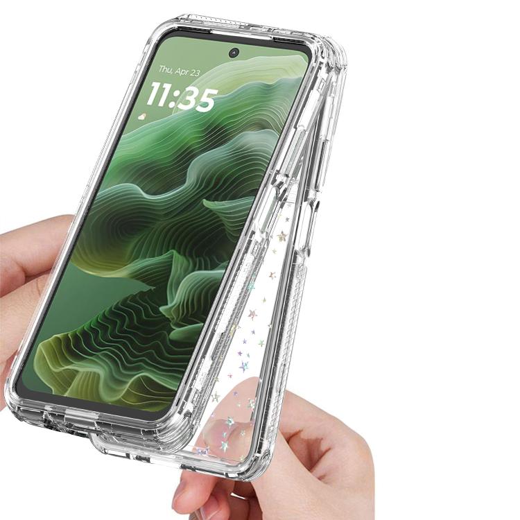 For Motorola Moto G35 5G Transparent Acrylic Laser Paper Phone Case